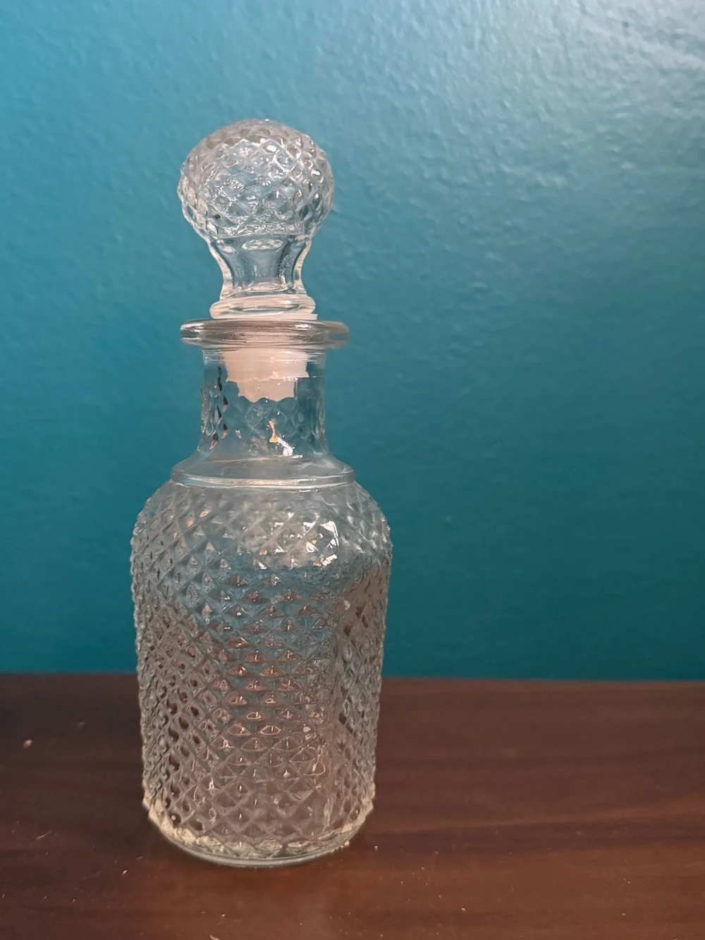 Avon Clear Glass Diamond Cut Vanity Bottle with Stopper